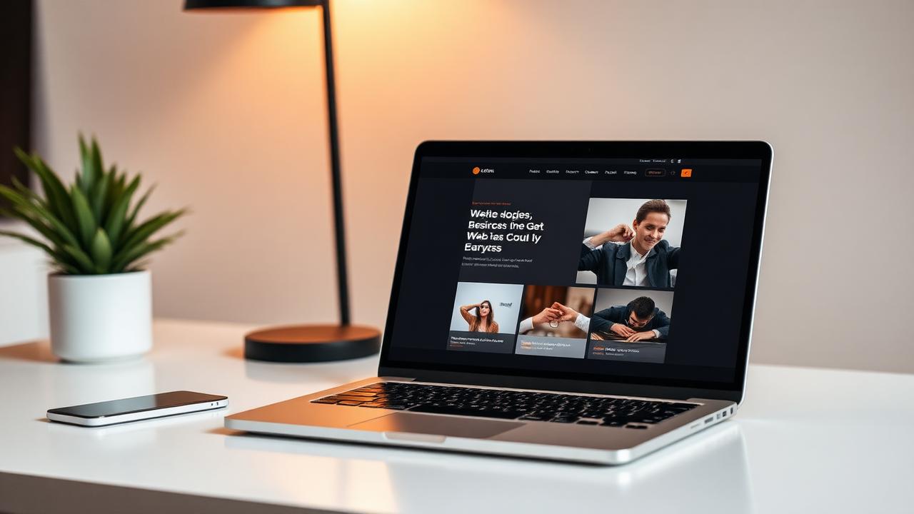 Obraz zamieszony na stronie internetowej w sekcji o nas. Laptop leżący na biurku. Pokazujący osoby w pracy.